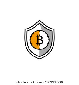 bitcoin, cryptocurrency, shield, security icon. Element of color finance. Premium quality graphic design icon. Signs and symbols collection icon for websites
