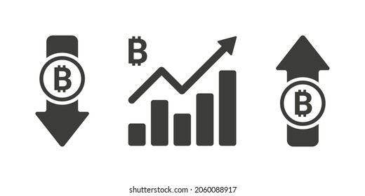 Bitcoin cryptocurrency sign. Financial symbols. Сurrency growth charts. Vector illustration