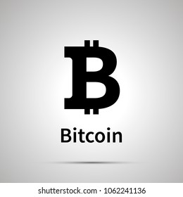 Bitcoin cryptocurrency simple black icon with shadow