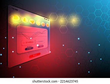 Bitcoin cryptocurrency from smartphones, Vector illustration. technology background. Abstract background.