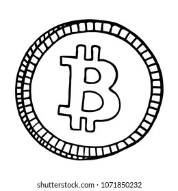 Bitcoin cryptocurrency, hand-drawn– stock illustration