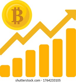 Bitcoin Cryptocurrency Stock Value Market Demand Price Rise Increase Up Skyrocket With Graph Chart Diagram Illustration Vector. Can be Used for Web, Mobile, Infographic and Print.