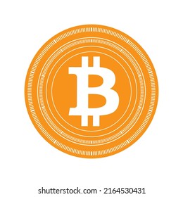 Bitcoin Cryptocurrency Symbol in custom graphics. Bitcoin Concept for the label, T-shirt, wall art, sticker, sign, cups, and websites. BTC coin illustration in stripes.