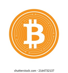 Bitcoin Cryptocurrency Symbol in custom graphics. Bitcoin Concept for the label, T-shirt, wall art, sticker, sign, cups, and websites. BTC coin illustration in digital lines.