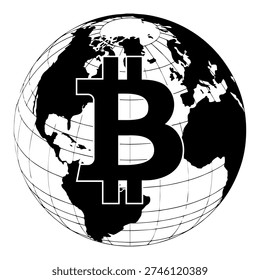 Bitcoin Cryptocurrency Symbol Double Line Outline Vector Illustration 012