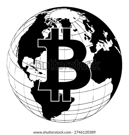 Bitcoin Cryptocurrency Symbol Double Line Outline Vector Illustration 012