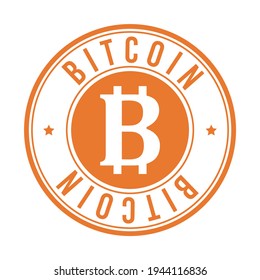 Bitcoin Cryptocurrency Symbol Stamp. Digital Money Vector Design Icon. Crypto Currency Block chain Style.
