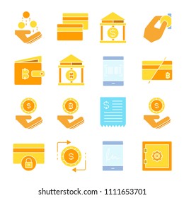 bitcoin and cryptocurrency technology concept icons set