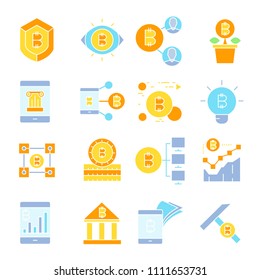bitcoin and cryptocurrency technology concept icons set