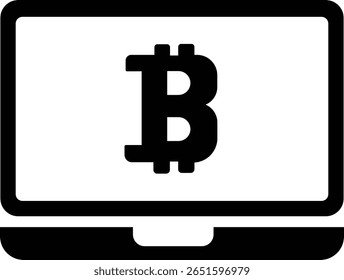 Tecnologia Bitcoin e Criptomoeda no Laptop, Protegendo o Futuro das Finanças Digitais, Ilustração de Vetor