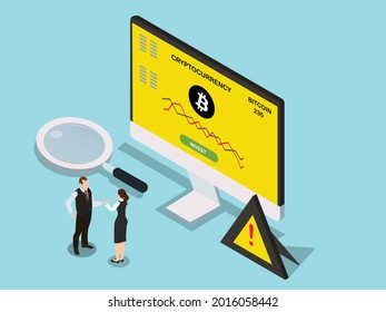 Bitcoin cryptocurrency trading isometric 3d vector concept for banner, website, illustration, landing page, flyer, etc.