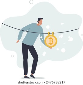 Bitcoin and cryptocurrency using for money laundering or payment in dark market, flat llustration.