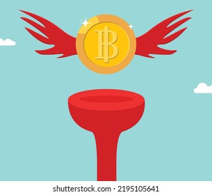 Bitcoin cryptocurrency value shows, Bitcoin Cryptocurrency Stock Value Market Demand Price Rise Increase Up Skyrocket With Graph Chart Diagram Vector flat Illustration