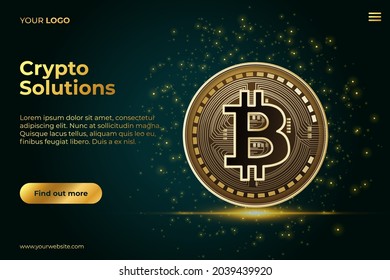 bitcoin cryptocurrency vector banner design template for banner and social media. Crypto. Cryptocurrency. Blockchain. Trading. BTC