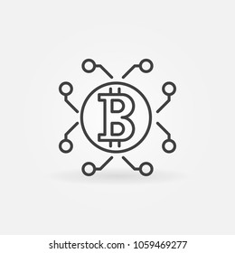 Bitcoin and cryptocurrency vector concept outline icon or symbol