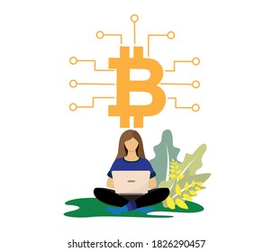 Bitcoin and cryptocurrency. Vector isolated illustration.

