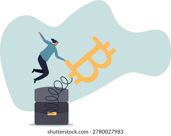 Bitcoin and cryptocurrency volatility, investment and speculation risk, price fluctuation and uncertainty, crypto value swing up and down, human life and situation.