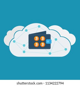 Bitcoin cryptocurrency Wallet with blockchain. cashless society.