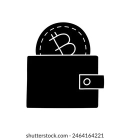 Bitcoin cryptocurrency wallet concept black hand drawn icon