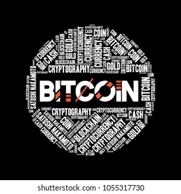 bitcoin cryptocurrency word art