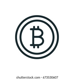Bitcoin Cryptocyrrency Minimal Flat Line Outline Stroke Icon Pictogram Symbol