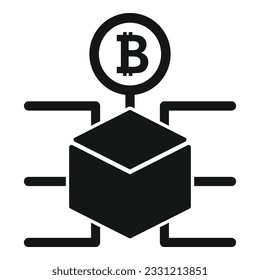 Bitcoin cube icon simple vector. Digital currency. Economy matrix
