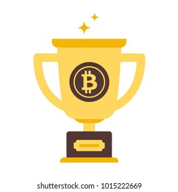 The Bitcoin cup sign for web design and acceptance plates and forms. Trendy styled sign.