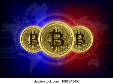 Bitcoin currency. Crypto coin with growth chart. International stock exchange. Network bitcoin marketing banner. chart exchange currency crypto. 3D Vector EPS10