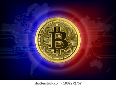 Bitcoin currency. Crypto coin with growth chart. International stock exchange. Network bitcoin marketing banner. chart exchange currency crypto. 3D Vector EPS10