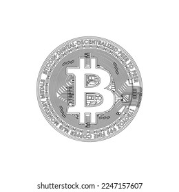 Bitcoin currency crypto coin icon. International stock exchange. Network bitcoin marketing vector illustration