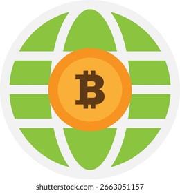 Ilustración plana de Vector de icono de criptomoneda de Bitcoin