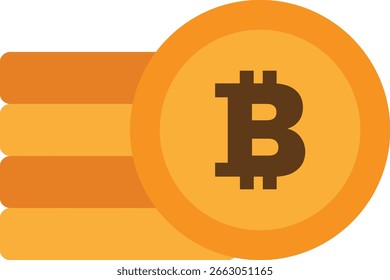 Ilustración plana de Vector de icono de criptomoneda de Bitcoin