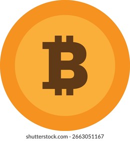 Ilustración plana de Vector de icono de criptomoneda de Bitcoin