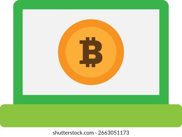Ilustración plana de Vector de icono de criptomoneda de Bitcoin