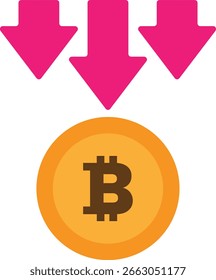 Ilustración plana de Vector de icono de criptomoneda de Bitcoin