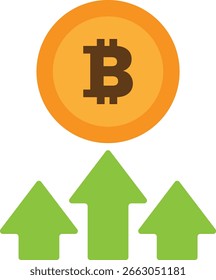 Ilustración plana de Vector de icono de criptomoneda de Bitcoin