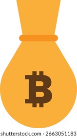 Ilustración plana de Vector de icono de criptomoneda de Bitcoin