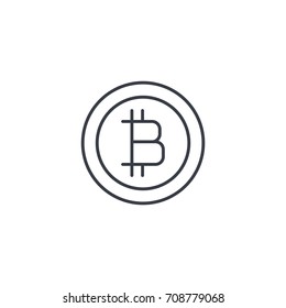 bitcoin currency, digital payment coin, internet banking, finance and money thin line icon. Linear vector illustration. Pictogram isolated on white backgroundfogmoney