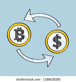 Bitcoin currency exchange concept illustration