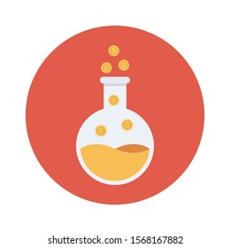 bitcoin & Currency flat icons for beaker  & glass 