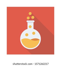 bitcoin & Currency flat icons for beaker  & glass 