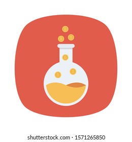 bitcoin & Currency flat icons for beaker  & glass 