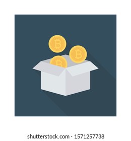 bitcoin & Currency flat icons for box  & money 