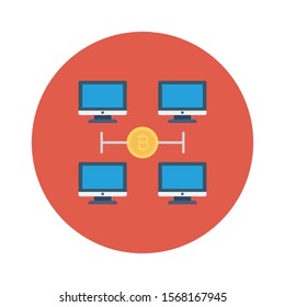 bitcoin & Currency flat icons for connection  & bitcoin 