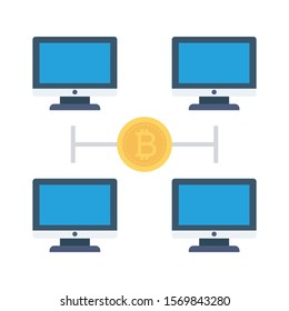 bitcoin and Currency flat icons for connection  an bitcoin 