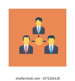 bitcoin & Currency flat icons for connection  & team 