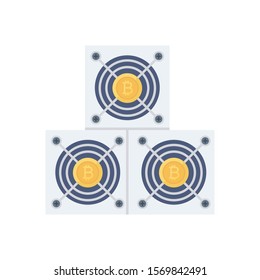 bitcoin and Currency flat icons for Cryptocurrency  and GPU 