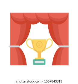 bitcoin and Currency flat icons for cup  and success 