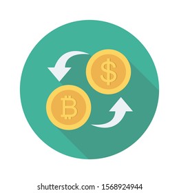 bitcoin and Currency flat icons for dollar  and coin