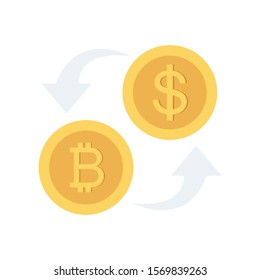 bitcoin and Currency flat icons for dollar  and coin
